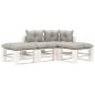 vidaXL Set muebles de palés de jardín 4 pzas madera cojines gris taupe vidaXL Set muebles de palés de jardín 4 pzas madera cojines gris taupe