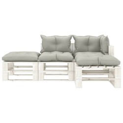 vidaXL Set muebles de palés de jardín 4 pzas madera cojines gris taupe