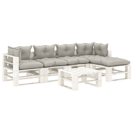 vidaXL Set de muebles de palets de jardín 6 pzas madera cojines taupe