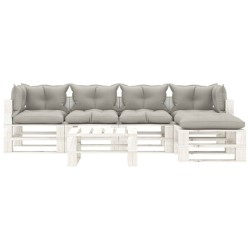 vidaXL Set de muebles de palets de jardín 6 pzas madera cojines taupe