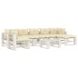 vidaXL Set de muebles de palets de jardín 8 pzas madera cojines crema vidaXL Set de muebles de palets de jardín 8 pzas madera cojines crema