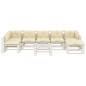 vidaXL Set de muebles de palets de jardín 8 pzas madera cojines crema vidaXL Set de muebles de palets de jardín 8 pzas madera cojines crema