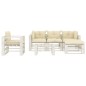 vidaXL Set de muebles de palets de jardín 6 pzas madera cojines crema vidaXL Set de muebles de palets de jardín 6 pzas madera cojines crema