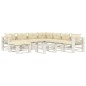 vidaXL Set de muebles de palets de jardín 9 pzas madera cojines crema vidaXL Set de muebles de palets de jardín 9 pzas madera cojines crema