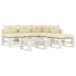 vidaXL Set muebles de palés jardín 6 piezas madera cojines crema vidaXL Set muebles de palés jardín 6 piezas madera cojines crema
