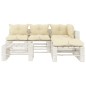 vidaXL Set muebles de palés jardín 6 piezas madera cojines crema vidaXL Set muebles de palés jardín 6 piezas madera cojines crema
