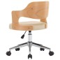 vidaXL Sillas de comedor giratorias 2 uds madera curvada cuero crema vidaXL Sillas de comedor giratorias 2 uds madera curvada cuero crema