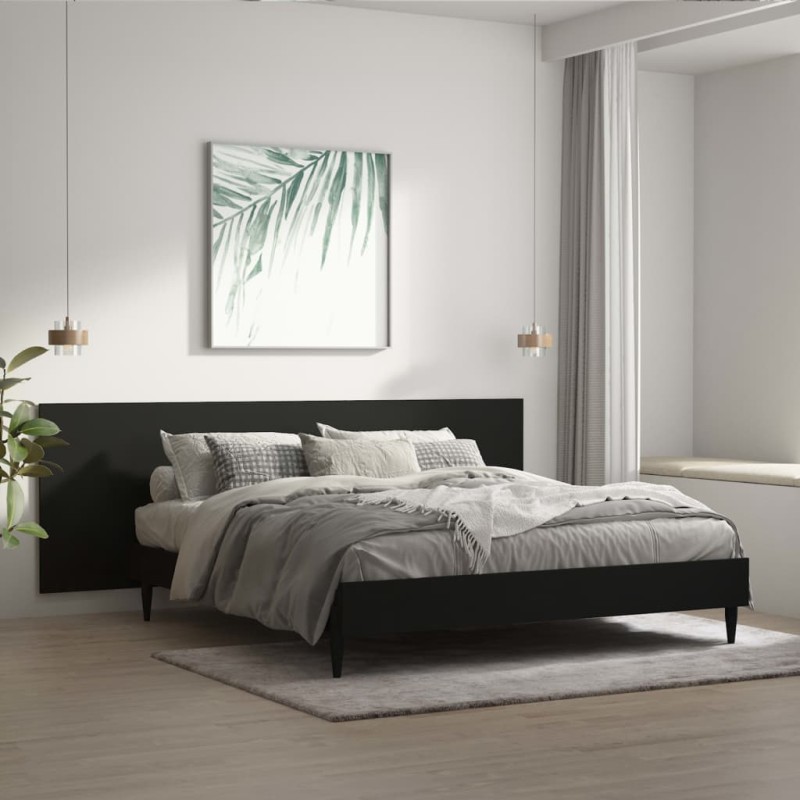 vidaXL Cabecero de cama pared madera contrachapada negro 240x1,5x80cm vidaXL Cabecero de cama pared madera contrachapada negro 240x1,5x80cm