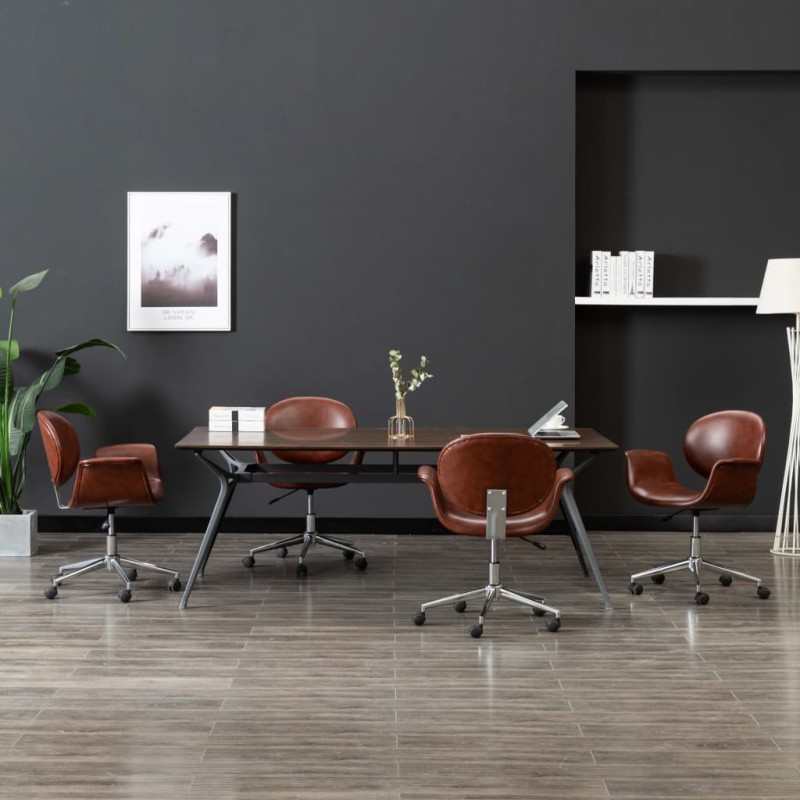 vidaXL Sillas de comedor giratorias 4 unidades cuero sintético marrón vidaXL Sillas de comedor giratorias 4 unidades cuero sintético marrón