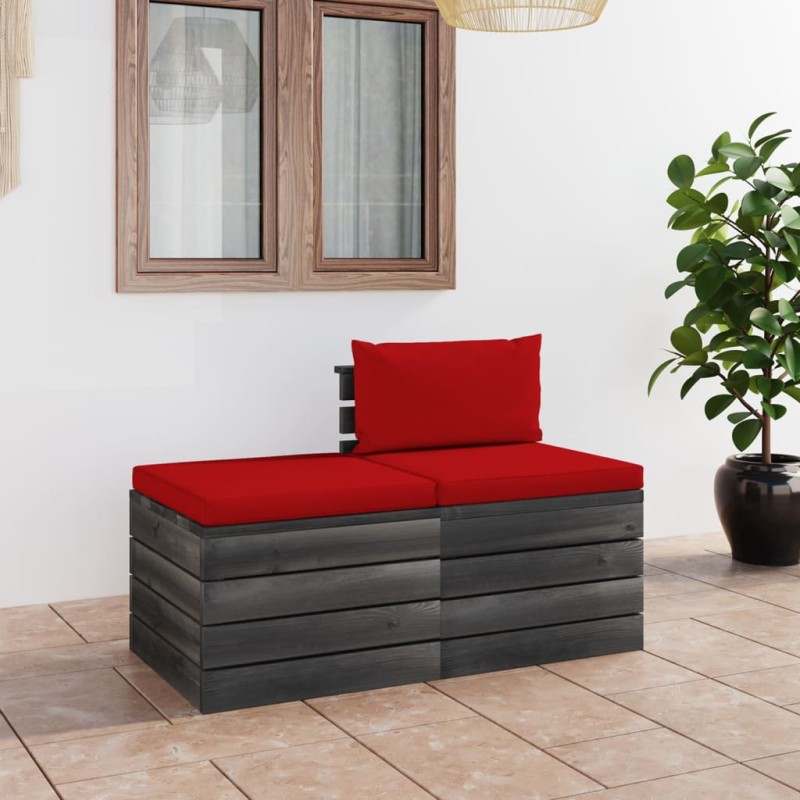 vidaXL Muebles de jardín de palets 2 piezas cojines madera maciza pino vidaXL Muebles de jardín de palets 2 piezas cojines madera maciza pino