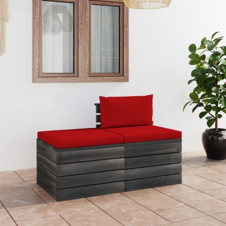 vidaXL Muebles de jardín de palets 2 piezas cojines madera maciza pino