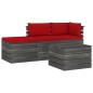 vidaXL Muebles de jardín de palets 4 piezas cojines madera maciza pino vidaXL Muebles de jardín de palets 4 piezas cojines madera maciza pino