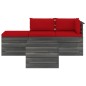 vidaXL Muebles de jardín de palets 4 piezas cojines madera maciza pino vidaXL Muebles de jardín de palets 4 piezas cojines madera maciza pino