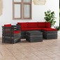 vidaXL Muebles de palés de jardín 6 piezas cojines madera maciza pino vidaXL Muebles de palés de jardín 6 piezas cojines madera maciza pino
