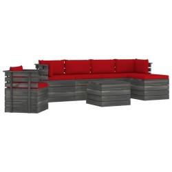 vidaXL Muebles de palets de jardín 7 piezas cojines madera maciza pino