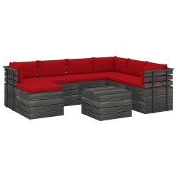 vidaXL Muebles de palets para jardín 8 pzas cojines madera maciza pino