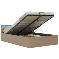 vidaXL Cama canapé hidráulica LED cuero sintético capuchino 120x200 cm 