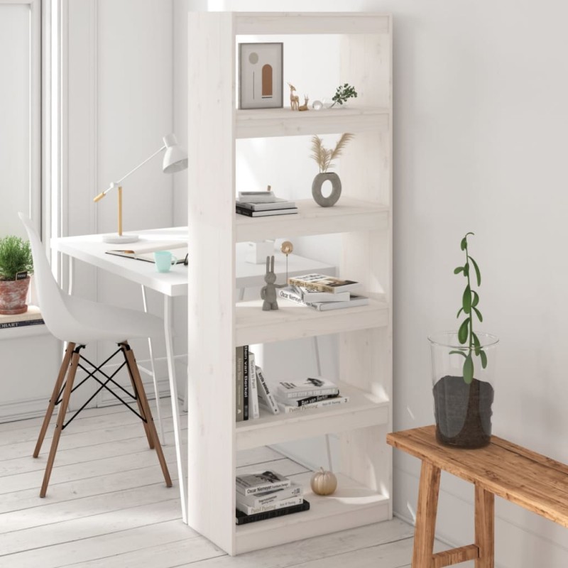 vidaXL Estantería/divisor de espacios madera pino blanco 60x30x167,5cm vidaXL Estantería/divisor de espacios madera pino blanco 60x30x167,5cm