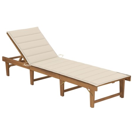 vidaXL Tumbona plegable con cojín madera maciza de acacia 