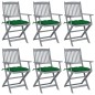 vidaXL Sillas de jardín plegables 6 uds cojines madera maciza acacia vidaXL Sillas de jardín plegables 6 uds cojines madera maciza acacia