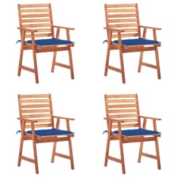 vidaXL Sillas comedor de jardín y cojines 4 uds madera maciza acacia