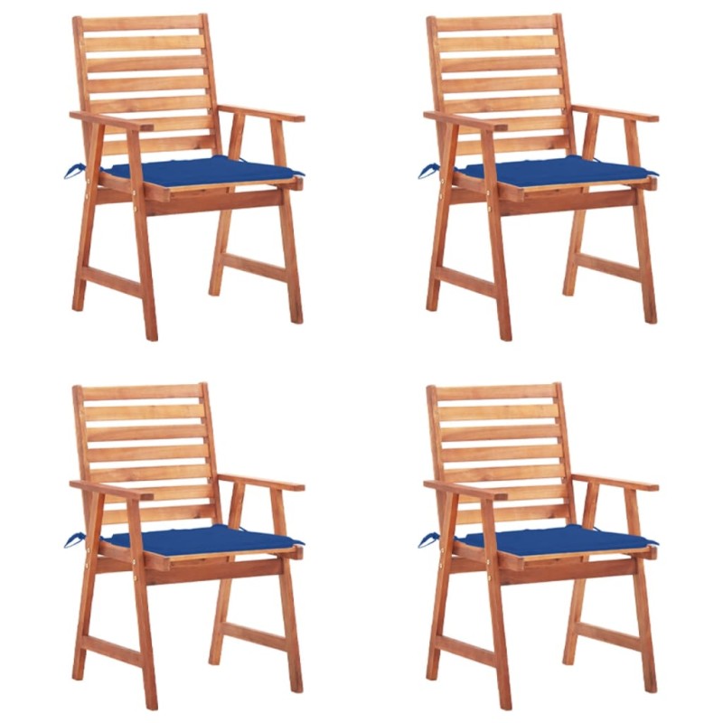 vidaXL Sillas comedor de jardín y cojines 4 uds madera maciza acacia vidaXL Sillas comedor de jardín y cojines 4 uds madera maciza acacia