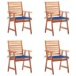 vidaXL Sillas comedor de jardín y cojines 4 uds madera maciza acacia vidaXL Sillas comedor de jardín y cojines 4 uds madera maciza acacia