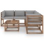 vidaXL Set de muebles de jardín 6 pzs madera impregnada cojines grises vidaXL Set de muebles de jardín 6 pzs madera impregnada cojines grises