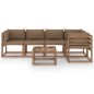 vidaXL Muebles de jardín de palets 6 pzs con cojines madera impregnada