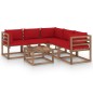 vidaXL Set de muebles de jardín 6 pzs madera impregnada cojines rojos vidaXL Set de muebles de jardín 6 pzs madera impregnada cojines rojos