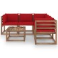 vidaXL Set de muebles de jardín 6 pzs madera impregnada cojines rojos vidaXL Set de muebles de jardín 6 pzs madera impregnada cojines rojos