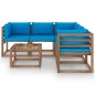 vidaXL Set de muebles de jardín 6 pzs madera impregnada cojines azul vidaXL Set de muebles de jardín 6 pzs madera impregnada cojines azul