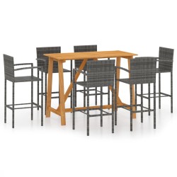 vidaXL Conjunto de bar para jardín 7 piezas gris