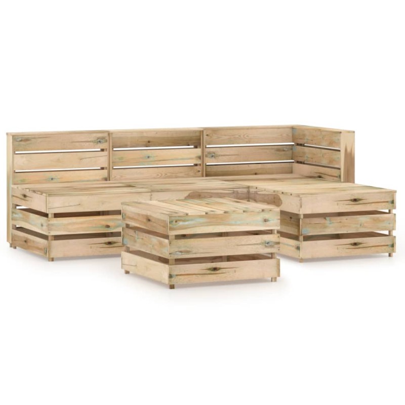 vidaXL Set de muebles de jardín 5 pzas madera de pino impregnada verde vidaXL Set de muebles de jardín 5 pzas madera de pino impregnada verde