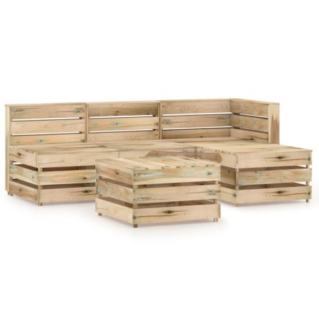 vidaXL Set de muebles de jardín 5 pzas madera de pino impregnada verde