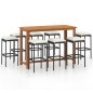 vidaXL Conjunto de bar para jardín 9 piezas con cojines negro vidaXL Conjunto de bar para jardín 9 piezas con cojines negro