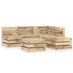 vidaXL Set de muebles de jardín 6 pzas madera de pino impregnada verde