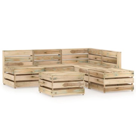vidaXL Set de muebles de jardín 6 pzas madera de pino impregnada verde