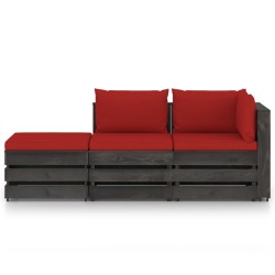 vidaXL Muebles de jardín 3 piezas con cojines madera impregnada gris