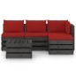 vidaXL Muebles de jardín 5 piezas con cojines madera impregnada gris vidaXL Muebles de jardín 5 piezas con cojines madera impregnada gris