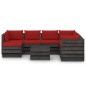 vidaXL Muebles de jardín 8 piezas con cojines madera impregnada gris