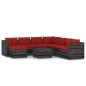 vidaXL Muebles de jardín 9 piezas con cojines madera impregnada gris vidaXL Muebles de jardín 9 piezas con cojines madera impregnada gris