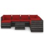 vidaXL Muebles de jardín 9 piezas con cojines madera impregnada gris vidaXL Muebles de jardín 9 piezas con cojines madera impregnada gris