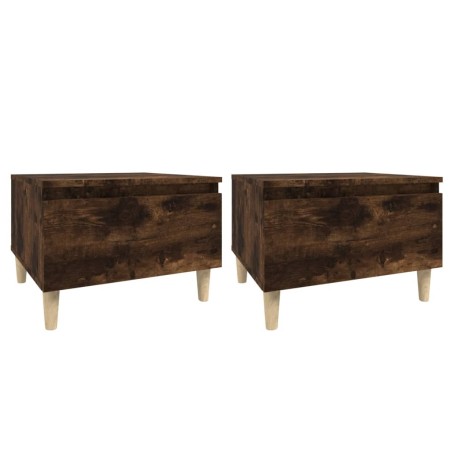 vidaXL Mesas auxiliares 2 uds contrachapada roble ahumado 50x46x35 cm