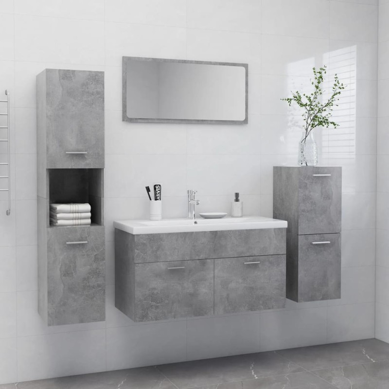 vidaXL Juego de muebles de baño madera de ingeniería gris hormigón vidaXL Juego de muebles de baño madera de ingeniería gris hormigón