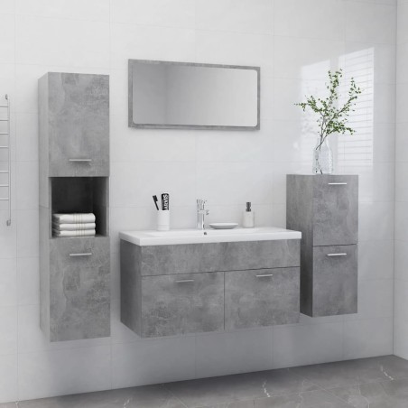 vidaXL Juego de muebles de baño madera de ingeniería gris hormigón