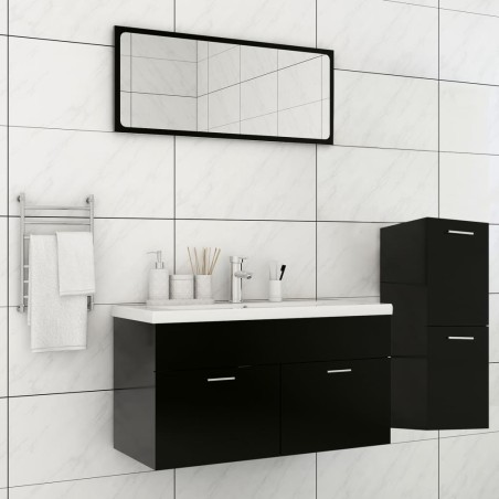 vidaXL Juego de muebles de baño madera de ingeniería negro