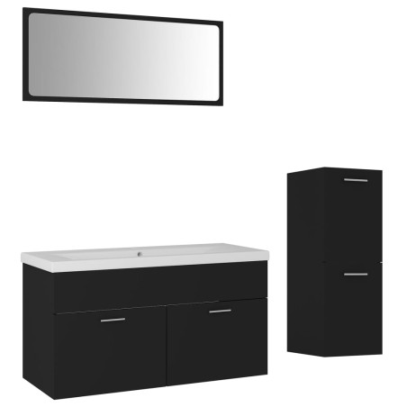 vidaXL Juego de muebles de baño madera de ingeniería negro