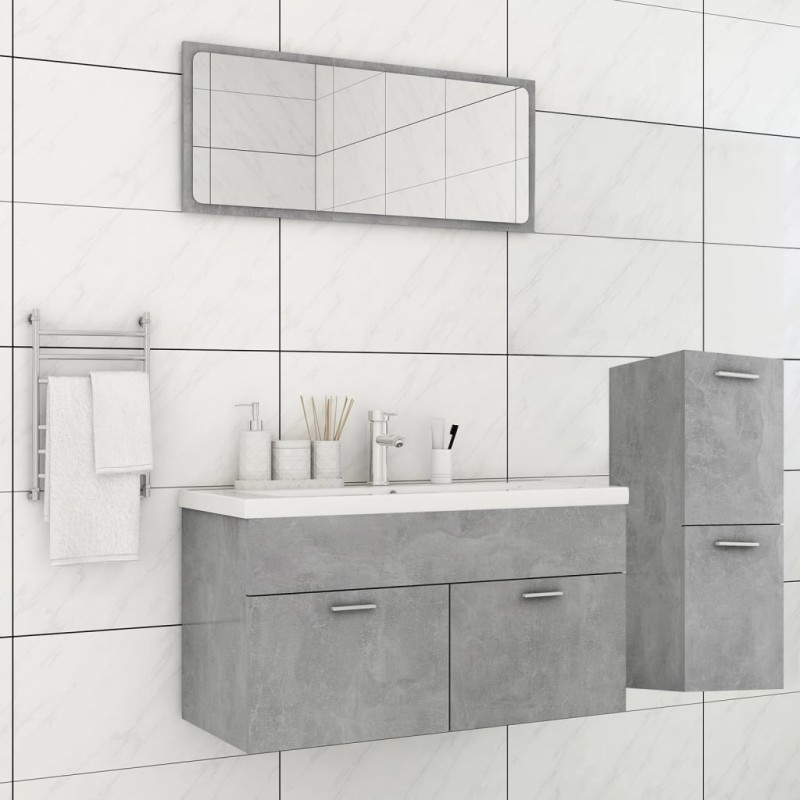 vidaXL Juego de muebles de baño madera de ingeniería gris hormigón