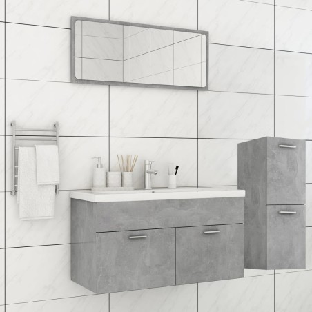 vidaXL Juego de muebles de baño madera de ingeniería gris hormigón